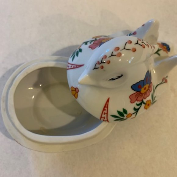 Porcelain Bird Prestige MCML XXX1 Trinket Jewelry Box Hand Painted Flower Design - Picture 10 of 10